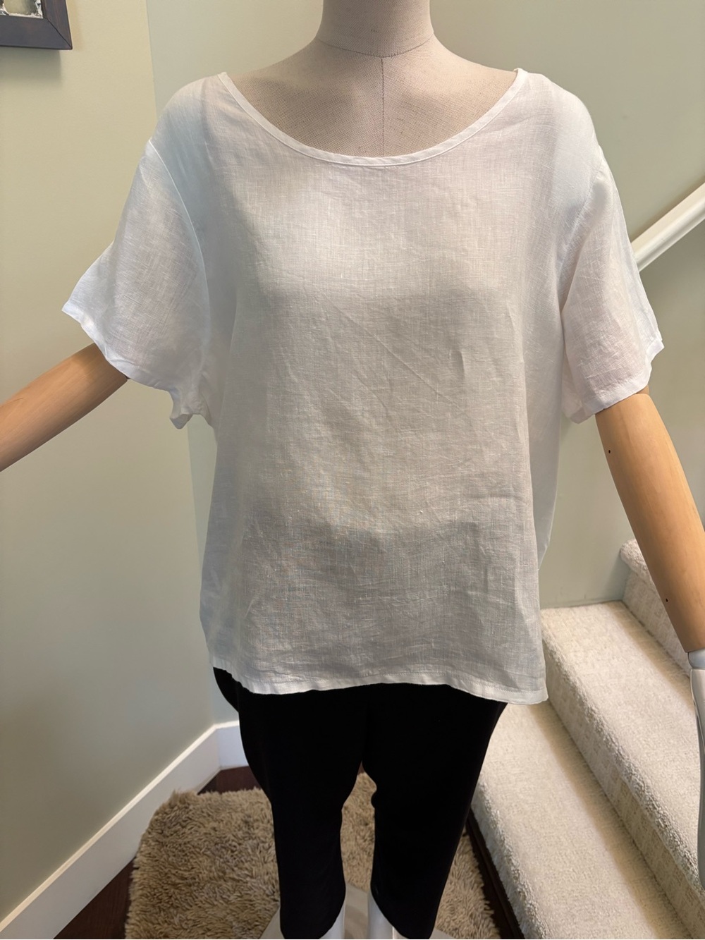 Tahari White Scoop Neck Short-Sleeve Linen Tunic NWOTs Sz 1X